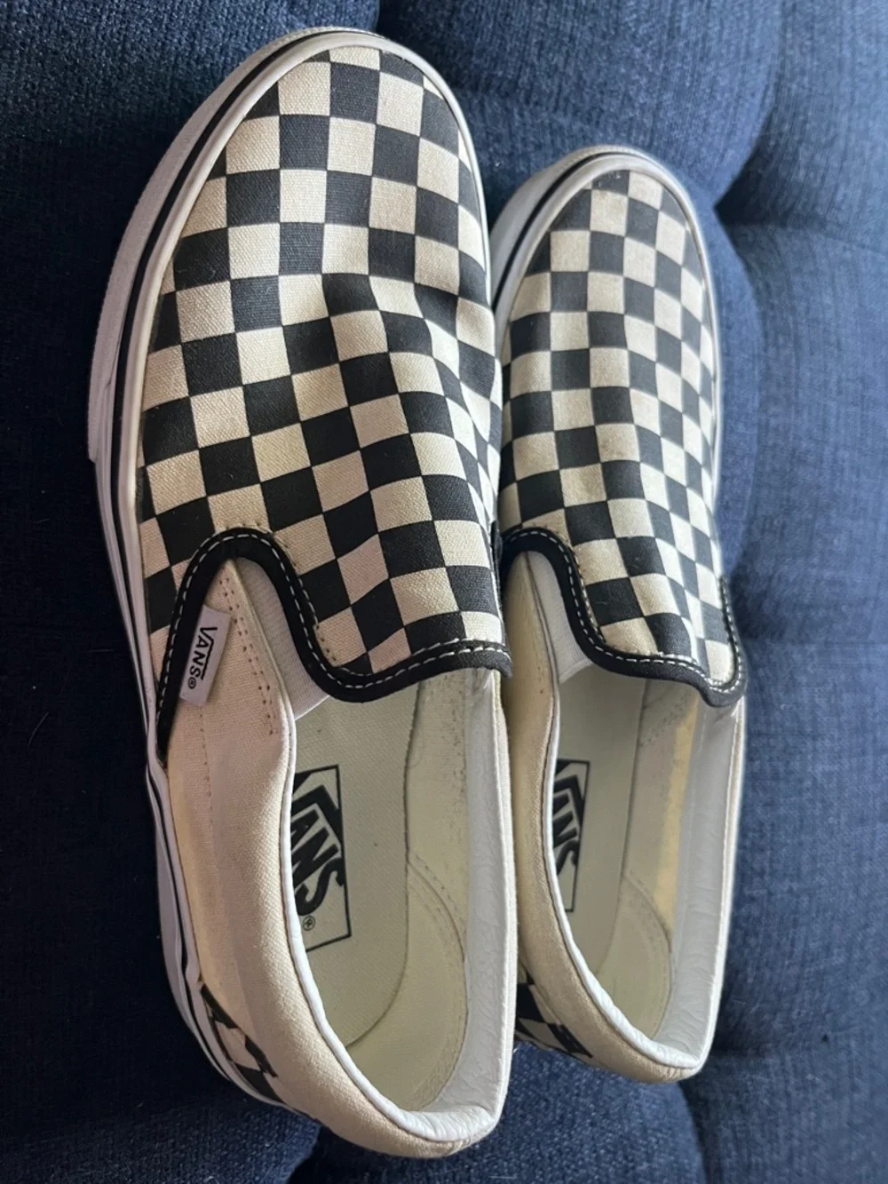 Vans Slip-On Checkerboard Shoes. Black & White. Women’s 9 - Picture 3 of 6